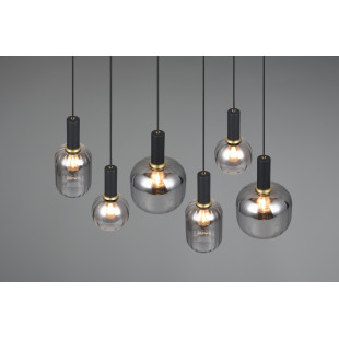 Lampa wisząca szklana na listwie Diva VI 92cm chrom / czarny mat Trio