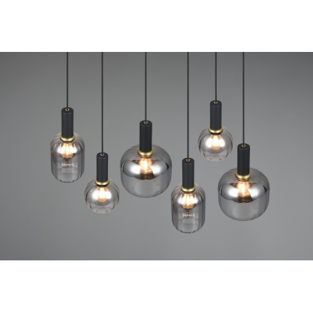 Lampa wisząca szklana na listwie Diva VI 92cm chrom / czarny mat Trio