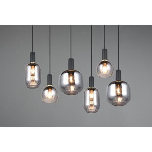 Lampa wisząca szklana na listwie Diva VI 92cm chrom / czarny mat Trio