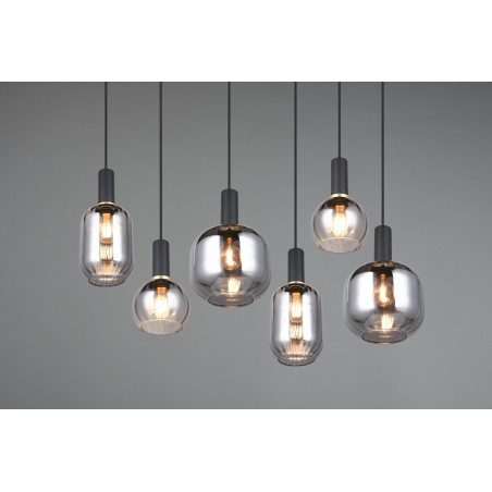 Lampa wisząca szklana na listwie Diva VI 92cm chrom / czarny mat Trio
