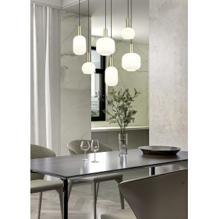 Lampa wisząca szklana na listwie Diva VI 92cm biały / mosiądz Trio