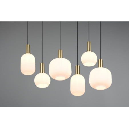 Lampa wisząca szklana na listwie Diva VI 92cm biały / mosiądz Trio