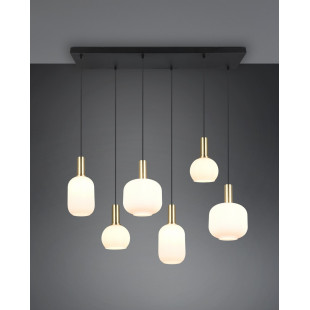Lampa wisząca szklana na listwie Diva VI 92cm biały / mosiądz Trio