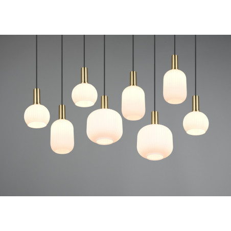 Lampa wisząca szklana na listwie Diva VIII 120cm biały / mosiądz Trio
