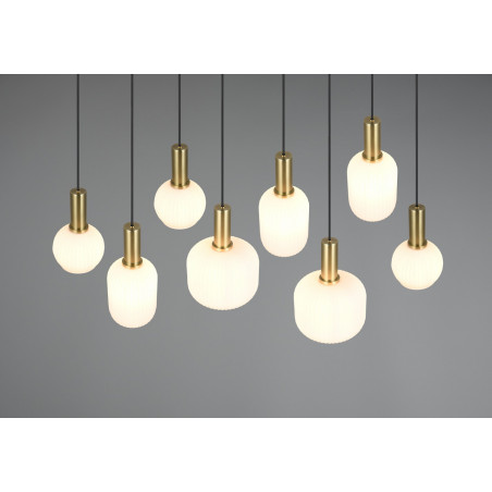 Lampa wisząca szklana na listwie Diva VIII 120cm biały / mosiądz Trio