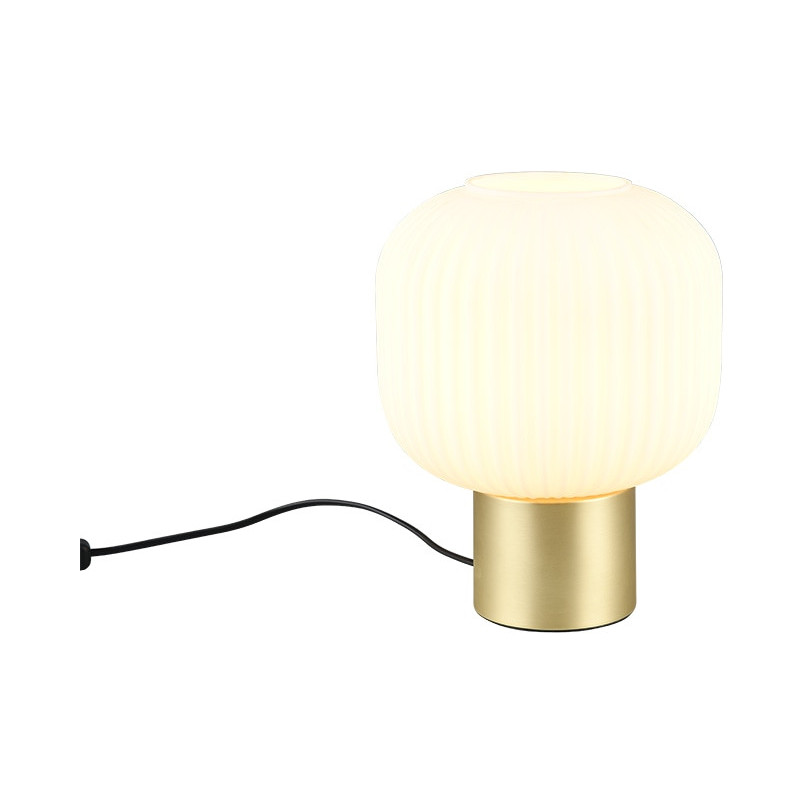 Lampa szklana na szafkę nocną Diva biały / mosiądz Trio