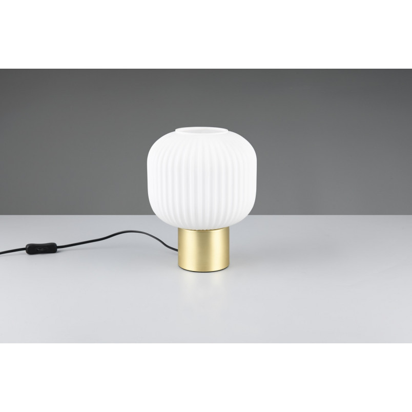 Lampa szklana na szafkę nocną Diva biały / mosiądz Trio