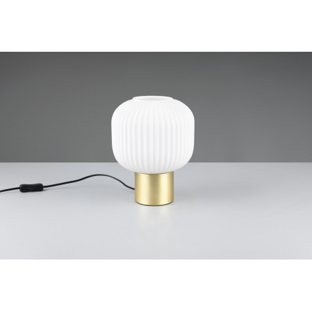 Lampa szklana na szafkę nocną Diva biały / mosiądz Trio