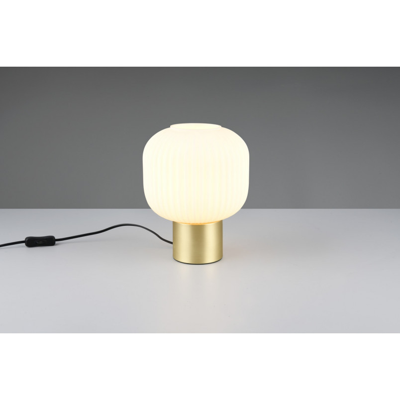 Lampa szklana na szafkę nocną Diva biały / mosiądz Trio