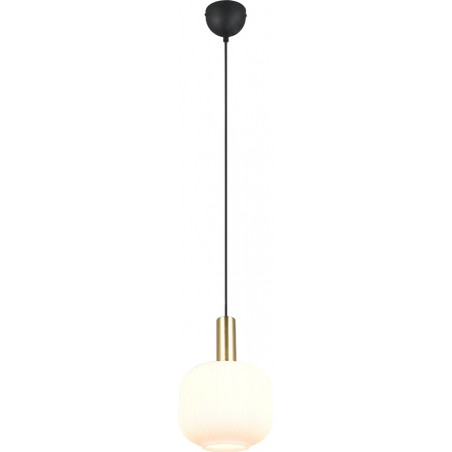 Lampa wisząca szklana Diva 20cm biały / mosiądz Trio