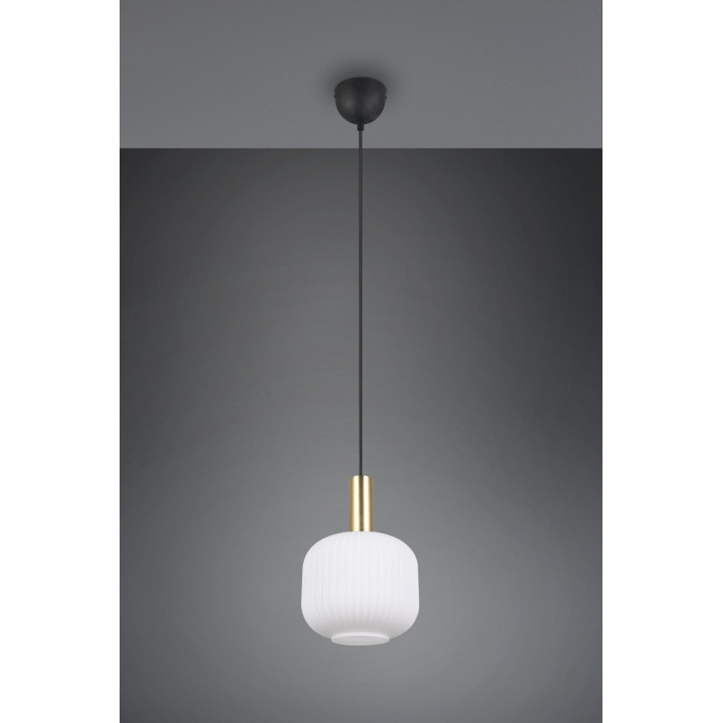 Lampa wisząca szklana Diva 20cm biały / mosiądz Trio
