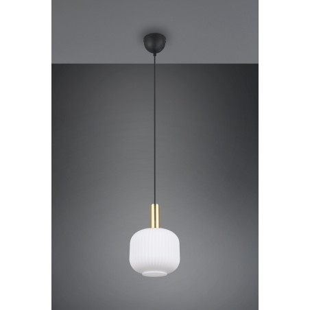 Lampa wisząca szklana Diva 20cm biały / mosiądz Trio