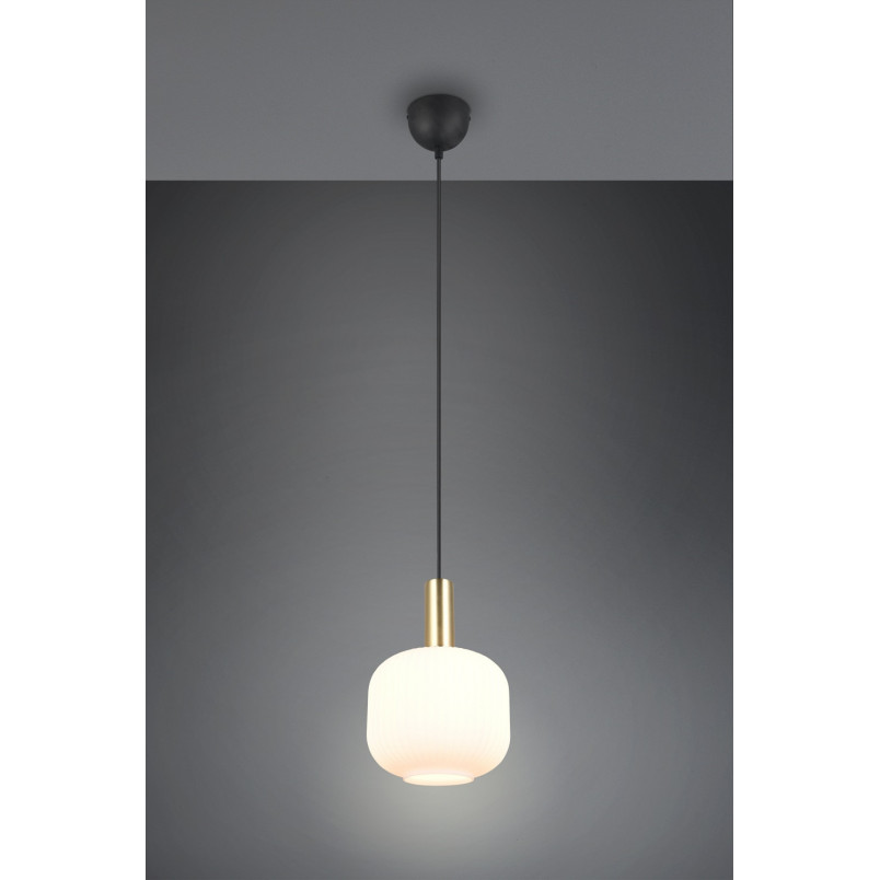 Lampa wisząca szklana Diva 20cm biały / mosiądz Trio