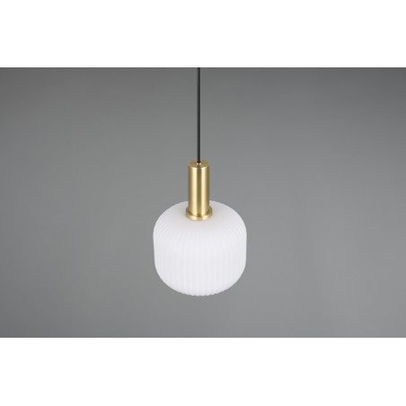 Lampa wisząca szklana Diva 20cm biały / mosiądz Trio