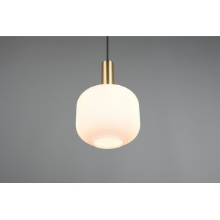 Lampa wisząca szklana Diva 20cm biały / mosiądz Trio