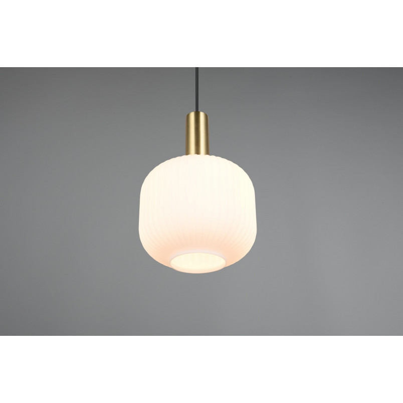 Lampa wisząca szklana Diva 20cm biały / mosiądz Trio