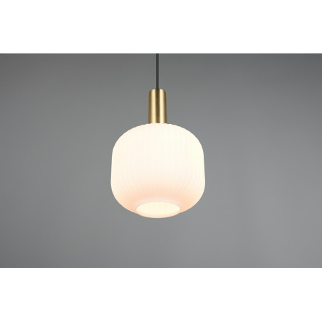 Lampa wisząca szklana Diva 20cm biały / mosiądz Trio