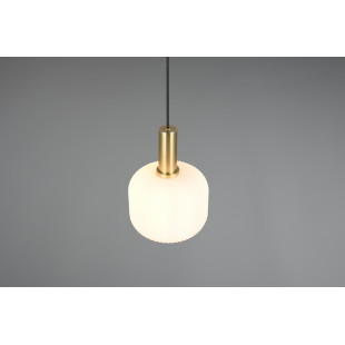 Lampa wisząca szklana Diva 20cm biały / mosiądz Trio