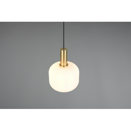 Lampa wisząca szklana Diva 20cm biały / mosiądz Trio