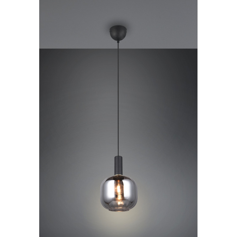 Lampa wisząca szklana Diva 20cm chrom / czarny mat Trio