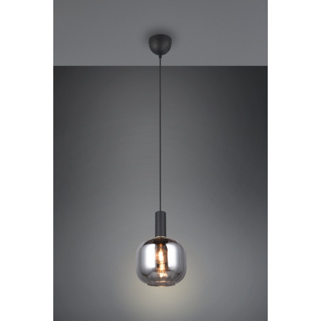 Lampa wisząca szklana Diva 20cm chrom / czarny mat Trio