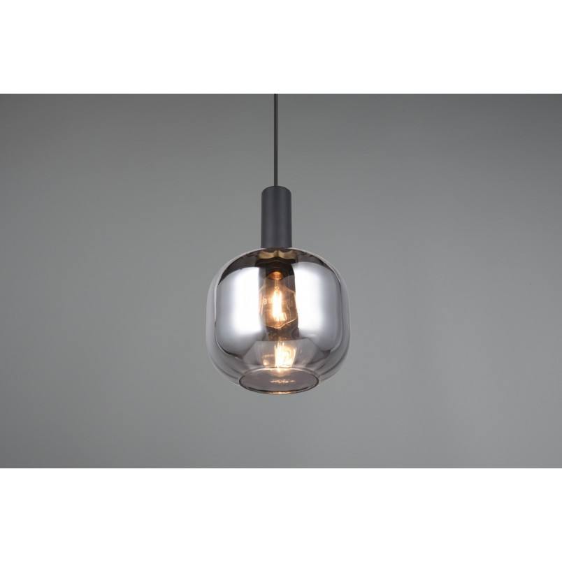 Lampa wisząca szklana Diva 20cm chrom / czarny mat Trio