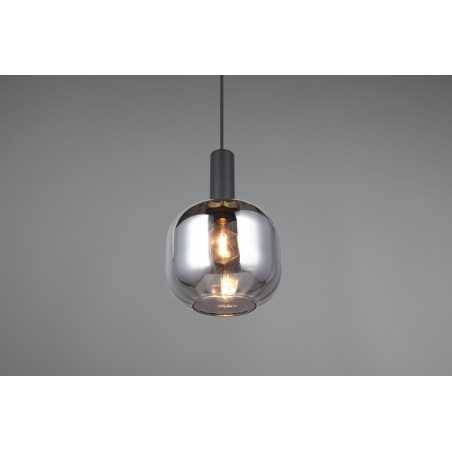 Lampa wisząca szklana Diva 20cm chrom / czarny mat Trio