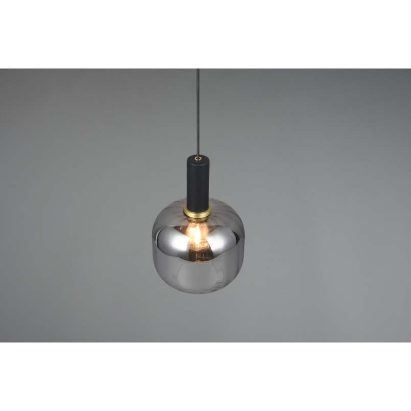 Lampa wisząca szklana Diva 20cm chrom / czarny mat Trio