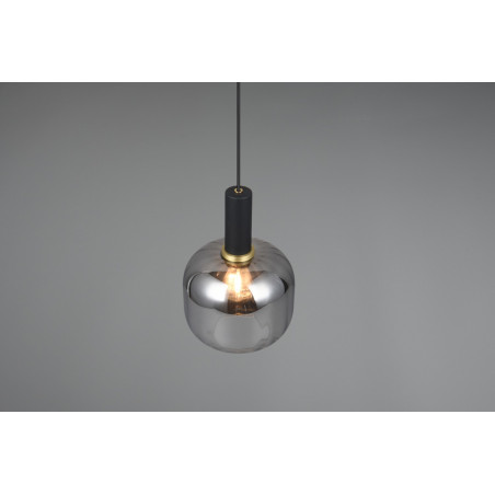 Lampa wisząca szklana Diva 20cm chrom / czarny mat Trio