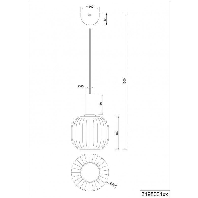 Lampa wisząca szklana Diva 20cm chrom / czarny mat Trio