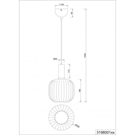 Lampa wisząca szklana Diva 20cm chrom / czarny mat Trio