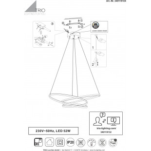 Lampa wisząca nowoczesna z regulacją barwy światła Darvin LED 84cm biała Trio
