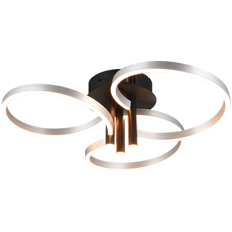 Plafon nowoczesny z regulacją barwy światła Caruso LED 65cm aluminium szczotkowane / czarny Trio