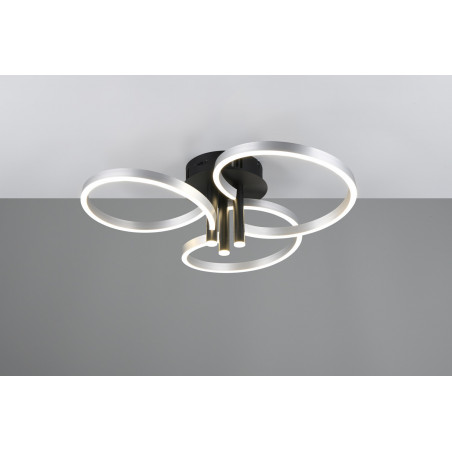 Plafon nowoczesny z regulacją barwy światła Caruso LED 65cm aluminium szczotkowane / czarny Trio