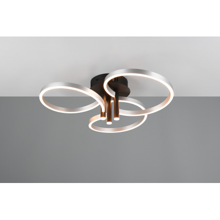 Plafon nowoczesny z regulacją barwy światła Caruso LED 65cm aluminium szczotkowane / czarny Trio