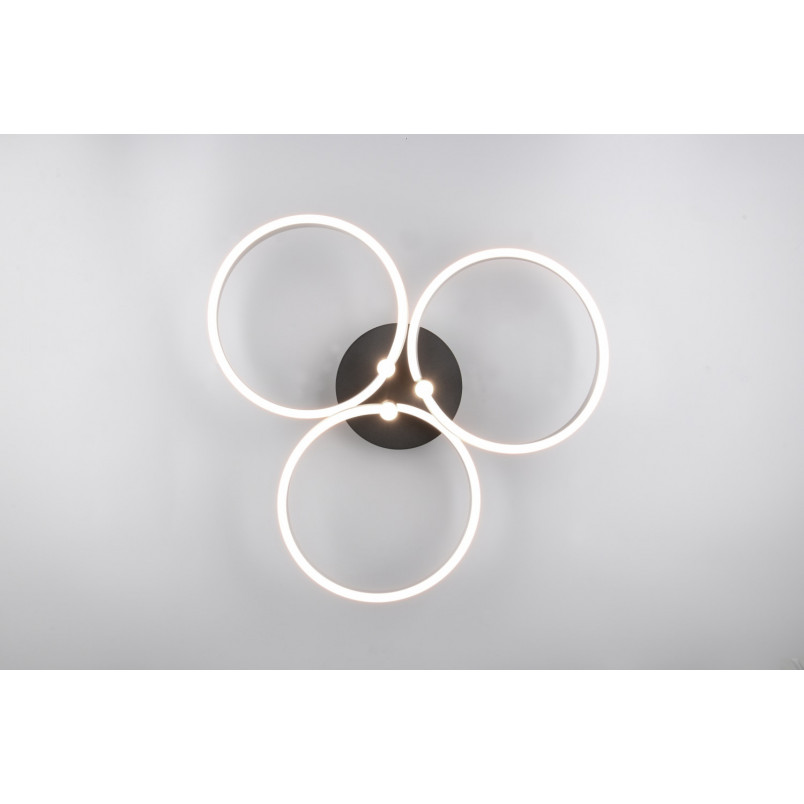 Plafon nowoczesny z regulacją barwy światła Caruso LED 65cm aluminium szczotkowane / czarny Trio
