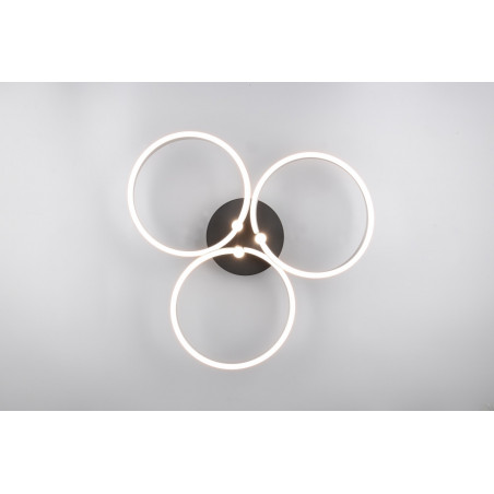 Plafon nowoczesny z regulacją barwy światła Caruso LED 65cm aluminium szczotkowane / czarny Trio