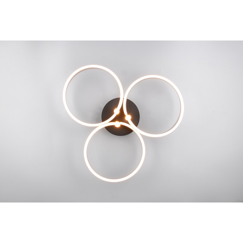 Plafon nowoczesny z regulacją barwy światła Caruso LED 65cm aluminium szczotkowane / czarny Trio