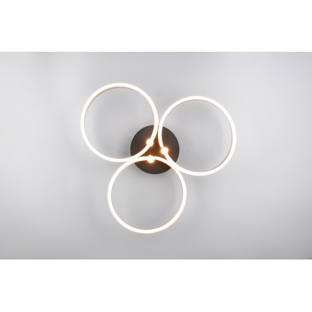 Plafon nowoczesny z regulacją barwy światła Caruso LED 65cm aluminium szczotkowane / czarny Trio