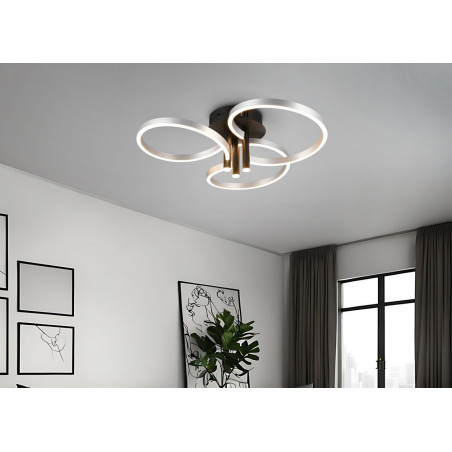 Plafon nowoczesny z regulacją barwy światła Caruso LED 65cm aluminium szczotkowane / czarny Trio