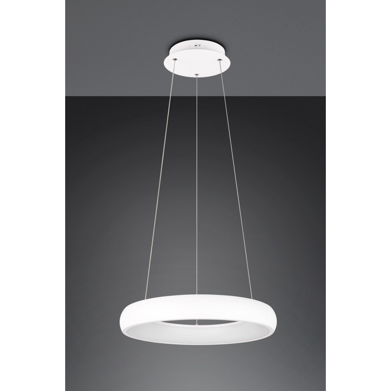 Lampa wisząca okrągła z regulacją barwy światła Cardona LED 46cm biały mat Trio