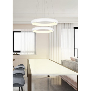 Lampa wisząca okrągła z regulacją barwy światła Cardona LED 46cm biały mat Trio