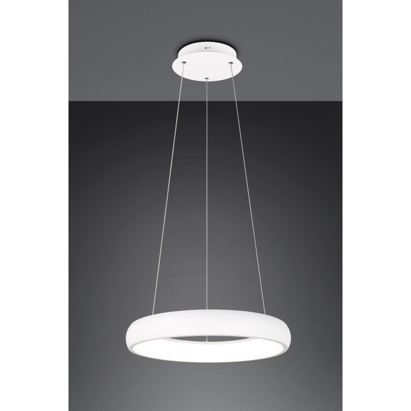 Lampa wisząca okrągła z regulacją barwy światła Cardona LED 46cm biały mat Trio