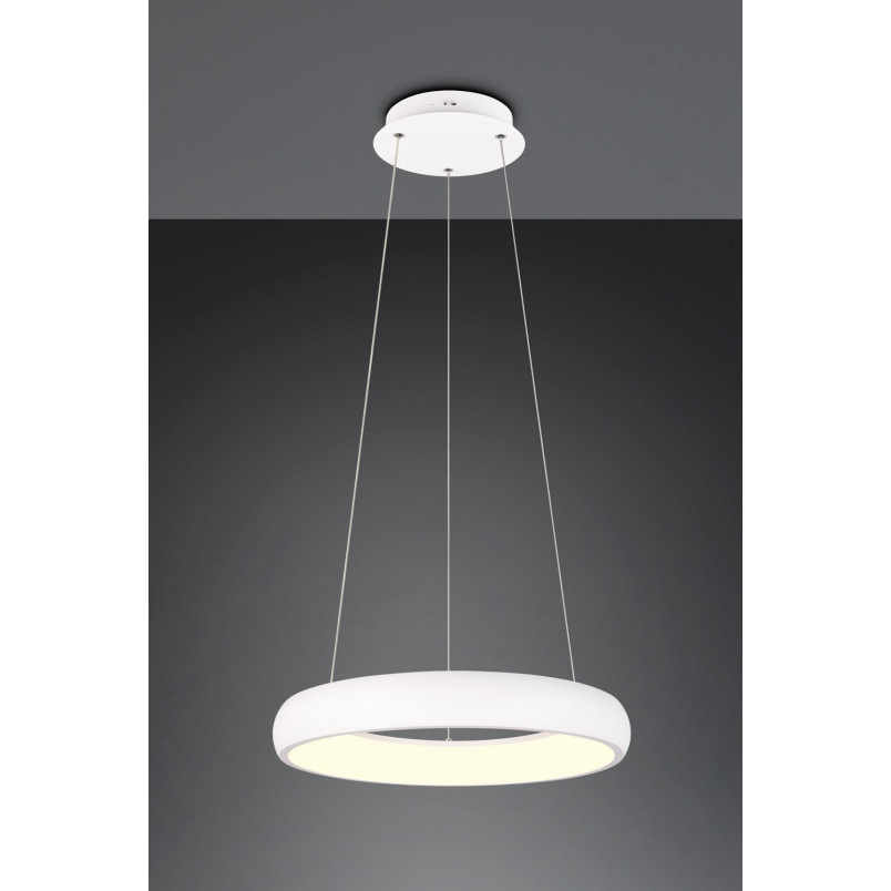 Lampa wisząca okrągła z regulacją barwy światła Cardona LED 46cm biały mat Trio