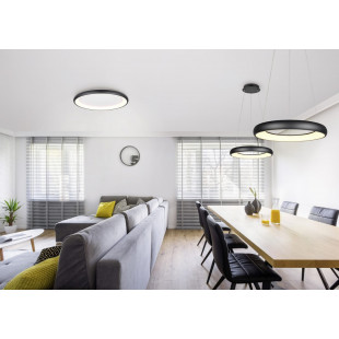 Lampa wisząca okrągła z regulacją barwy światła Cardona LED 62cm czarny mat Trio