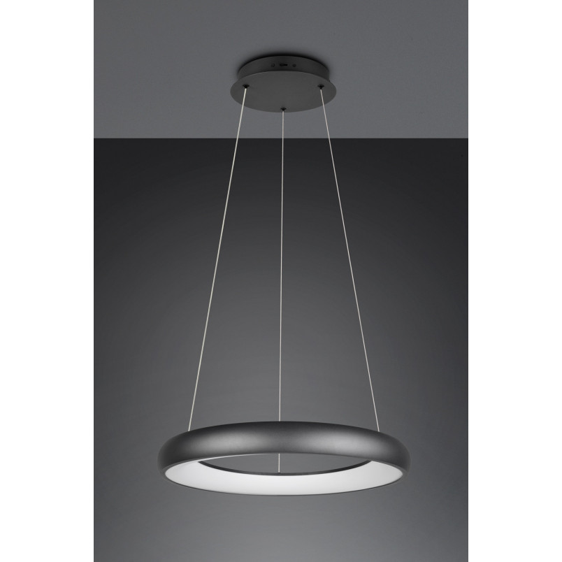 Lampa wisząca okrągła z regulacją barwy światła Cardona LED 62cm czarny mat Trio