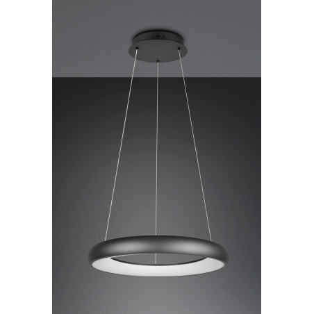 Lampa wisząca okrągła z regulacją barwy światła Cardona LED 62cm czarny mat Trio