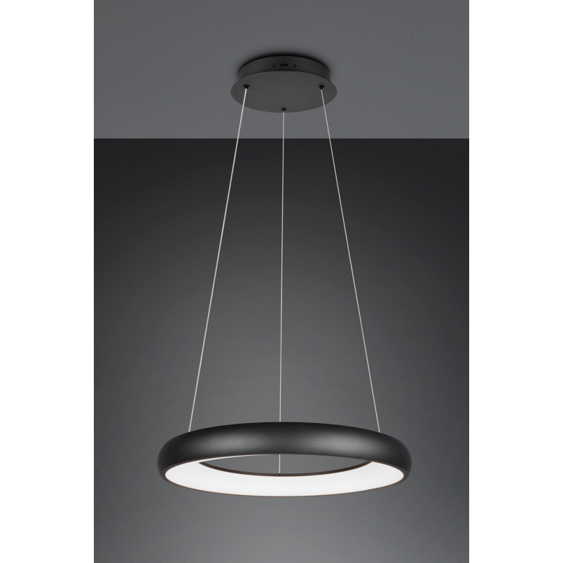 Lampa wisząca okrągła z regulacją barwy światła Cardona LED 62cm czarny mat Trio