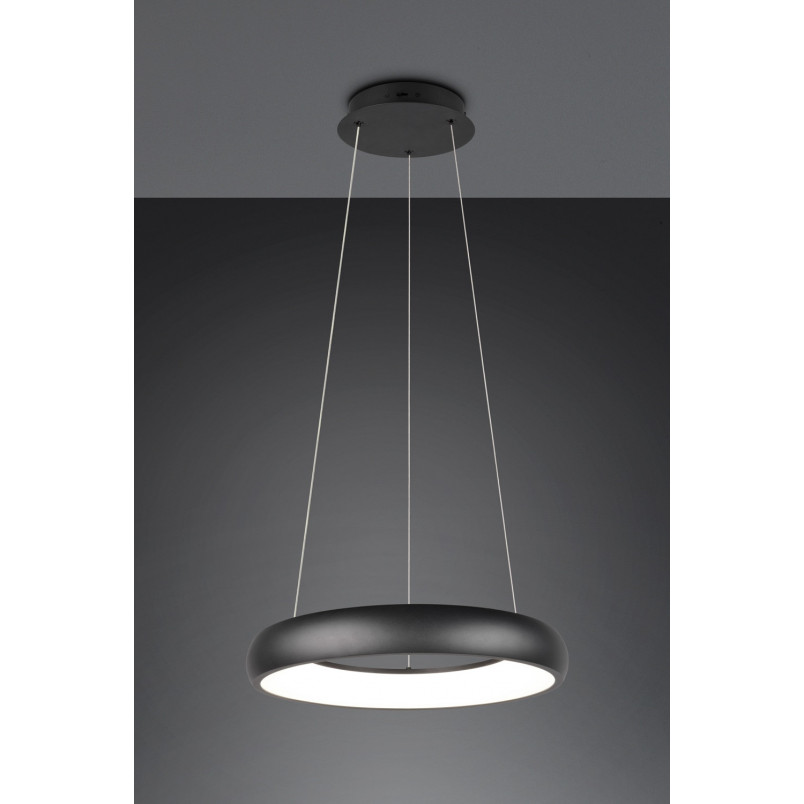 Lampa wisząca okrągła z regulacją barwy światła Cardona LED 46cm czarny mat Trio