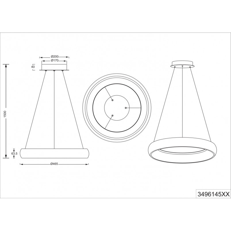 Lampa wisząca okrągła z regulacją barwy światła Cardona LED 46cm czarny mat Trio